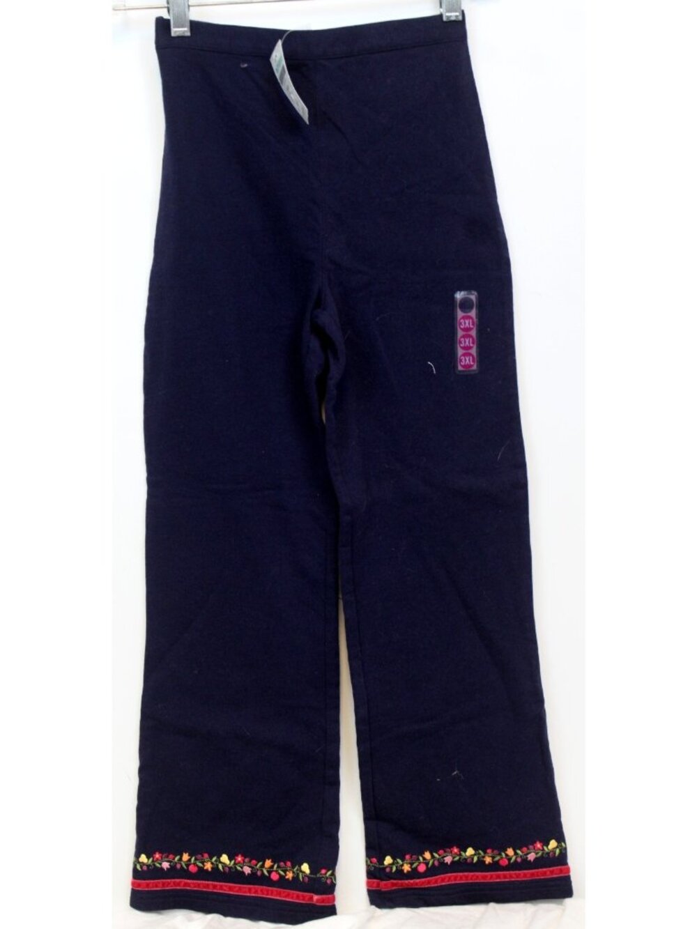 2003 Gymboree Apple for the Teacher Navy Blue Pants sz 3XL 8 Embroidered Flower